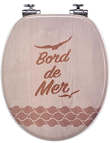 Wirquin 20722976 Abattant WC Woody Bord de Mer | MDF 100 % FSC, frein de chute, charnières inox