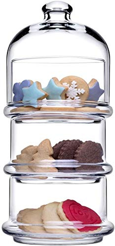 SWEET HOME Set mit 3 transparenten Glasbehältern mit Kuppel, stapelbar, Keksdose cod.AV00180LU cm 26h diam.12 by Varotto & Co.
