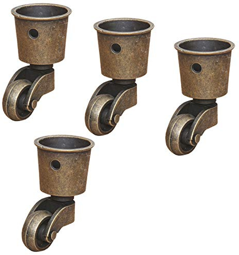 4 Pieces Antique Copper Furniture Caster Wheels,Round Cup Furniture Castor,Universal 360 Degree Swivel Casters,Zinc Alloy Furniture Castors,for Piano Feet,Tables,Caster Diameter 26.5mm