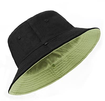 Zylioo Reversibel Fischerhut Anglerhut Doppelseitig Bucket Hat Beidseitig Sonnenhut Sommerhut Damen Eimerhut