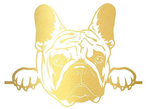 Aufkleber Peeking Animals Tiere Deko Sticker selbstklebend wasserfest für Auto Kühlschrank Laptop Koffer Autoaufkleber K151 (Gold, 02 Bulldogge)