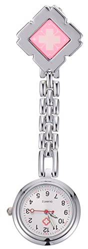 UKCOCO Krankenschwesteruhr Pflegeuhr mit Clip Cartoon Arzt Mini Taschenuhr Personalisierte Ansteckuhren Quarz Digital Quarzwerk Armbanduhr Schwesternuhr für Damen Student Geschenke