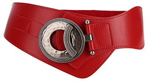 SYMOL Stretchgürtel Elastischer Gürtel Damen Taillengürtel Damen Breit 60mm Ledergürtel Große Taille 65cm-160cm Schwarz Rot Mode Frau Kleidgürtel Dehnbarergürtel.