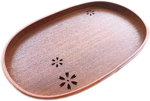 Style Japonais Fleur en Bois Tasse Creuse Plateau à thé Style européen Fleur Assiette de Fruits Assiette Ovale ménage Plateau à Pain en Bois Vaisselle