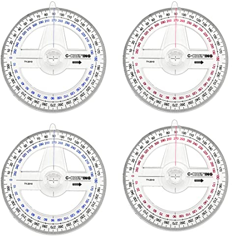 4 PCS Transportador Circular,Transportador de 360 Grados, Herramienta de medición, Material de Oficina Escolar
