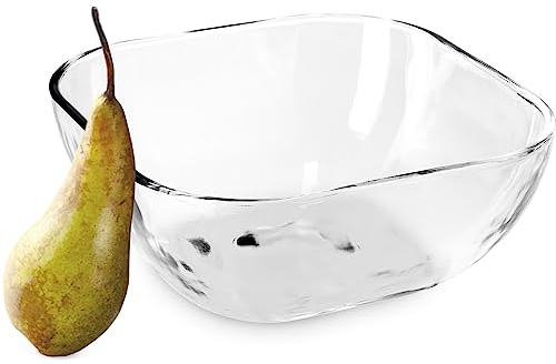 KADAX Bol en verre, saladier carré résistant, bol à salade de 3 tailles différentes, bol transparent pour fruits (20 cm)