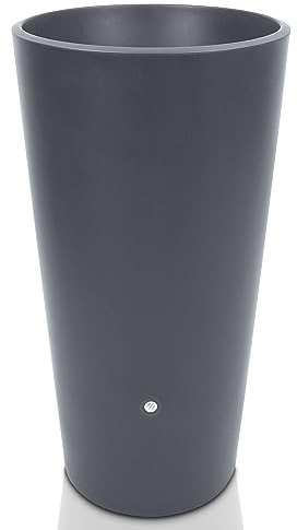 YourCasa Barril de lluvia de 150 litros [Aqua Flower] con rosca de metal y macetero, barril de lluvia de plástico, resistente a las heladas, depósito de agua de lluvia, depósito de agua de lluvia,