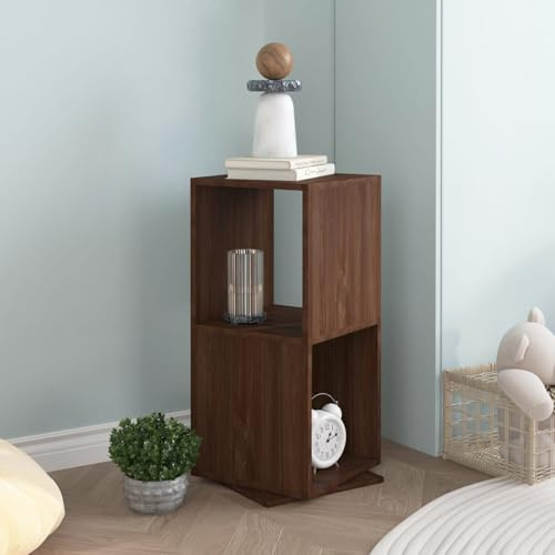 Homgoday Drehregal Braun Eiche-Optik 34,5x34,5x75,5 cm Holzwerkstoff Bücherregale und vertikale Regale Model339563