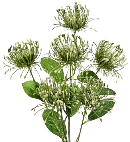 Kunstblumen Chrysanthemen Dekoration mit 6 Chrysanthemen Blütenköpfe 2er-Set Künstliche Spinnen Dekoration für Herbstdeko Heimdekoration, Hochzeit, Garten Party Dekoration Blumenarrangement, Grün