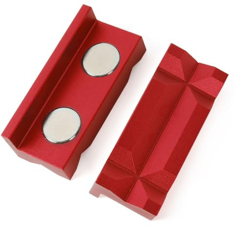 BARTOO 4 Vise Jaws Pads, Strongly Magnetic Vice Soft Jaws,Vise Jaws Covers Protectors for Any Metal Bench Vice, Red
