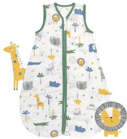 schlummersack Kinder Schlafsack Baby Sommer 130 cm dünn Bambus-Musselin Dschungel | Sommerschlafsack Baby 0.5 Tog 0 5 Tog Baby Schlafsack Sommer | Schlafsack Baby Sommer ungefüttert