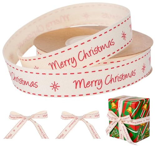 Operitacx Schleifenband Weihnachten, 10m Merry Christmas Geschenkband Weihnachten für Weihnachtsdekoration