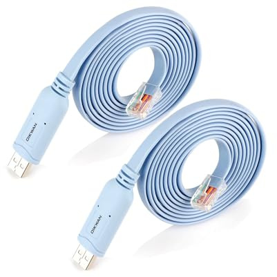 OIKWAN USB to RJ45 Console Cable 2pack, Essential Tool for Cisco, NETGEAR, Ubiquiti, LINKSYS, TP-Link Routers/Switches Connection, Compatible with Windows, Mac, Linux Laptops