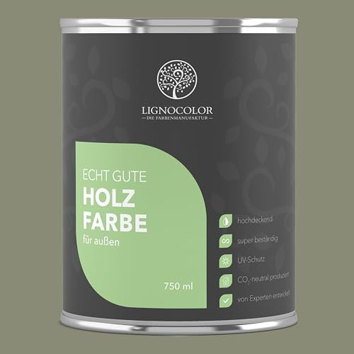 Lignocolor Holzfarbe Außen matt | wetterfeste Farbe für den Außenbereich (Olive matt, 2,5L) | hochdeckend & hochbeständig
