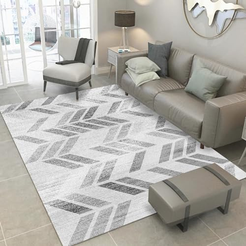 Tzvpsu Wohnzimmer Dekoration Grau Schwarz Streifen Design Waschbar Rutschfester Teppich,Teppich jugendzimmer küche Dekoration,60x90cm