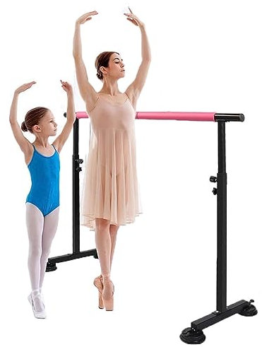 Ballettstange aus Stahl für Erwachsene und Kinder, verstellbare Ballettstange aus Stahl, tragbare und bewegliche Trainingsstange, geeignet für Tanzen/Fitnessstudio (Rosa, 1,5 m/5 ft)