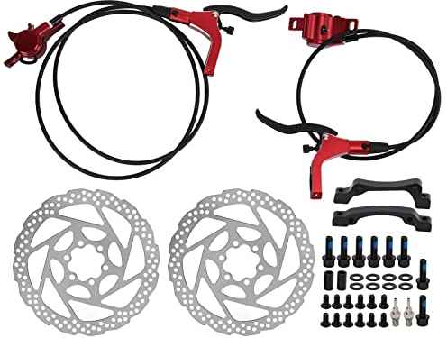 ANKROYU Fahrrad-Hydraulikbremsen-Set, Fahrrad-Scheibenbremsen-Set aus Aluminiumlegierung, verschleißfester hydraulischer Bremssattel-Satz, schnell abkühlender Bremsen-Satz (Rot)