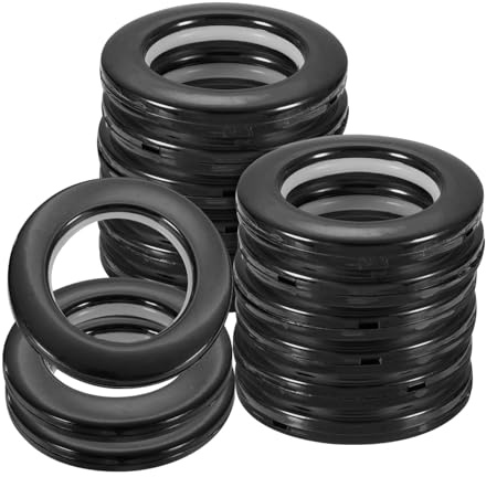 sourcing map 16 occhielli per tende, 42 mm, pannelli per tende per finestre, anelli scorrevoli a basso rumore, per finestre, bagno, camera da letto, asta per tenda, colore nero