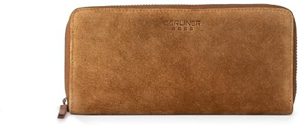 Berliner Bags Vintage Geldbörse Palma, Große Portemonnaie, Geldbeutel aus Leder, mit TüV Geprüfter RFID Schutz, inkl Geschenk-Box, für Damen - Braun