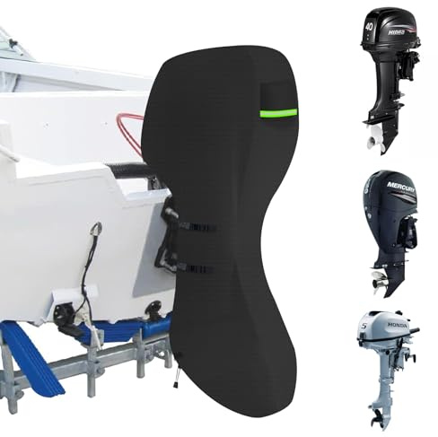 GJMZTQG Außenborder Abdeckung,Außenborder Schutzhülle 100% Wasserdicht 600D Oxford Bootsmotorabdeckung Rissbeständige Abdeckplane für Aussenborder (15-20HP:150 * 125cm,Schwarz)