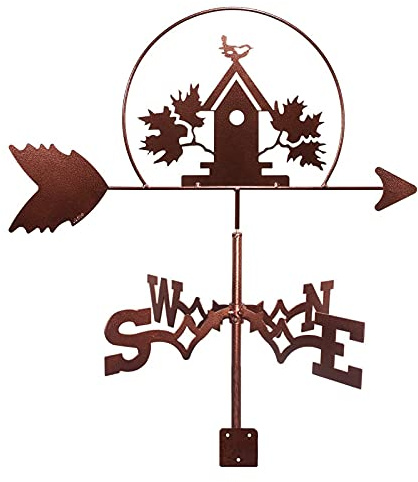 Metall-Windfahne, Vogelhaus, Edelstahl-Wetterfahne, Windrichtungsanzeiger für Eisendach, Garten, Außenhof-Dekoration, einfache Verwendung und Installation