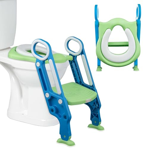 Crystals Portable Toddler Potty Training Seat with Step Ladder – Comfortable Child Toilet Seat for Boys & Girls, Foldable Anti-Slip Baby Urinal Chair for Kids Potty Training, Easy Step-Up for Home Use