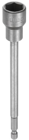 sourcing map Nut Driver Drill Bit 15mm Metric Impact Socket 1/4 Hex Shank 6 (150mm) Extra Long Magnetic 6-Point Sockets Quick-Change CR-V Steel Bolt Setter for Power Drill Drivers