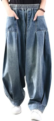Youlee Donna Estate Patchwork Harem Pantaloni Distrutto Jeans Pantaloni a Gamba Larga Style 5 XL