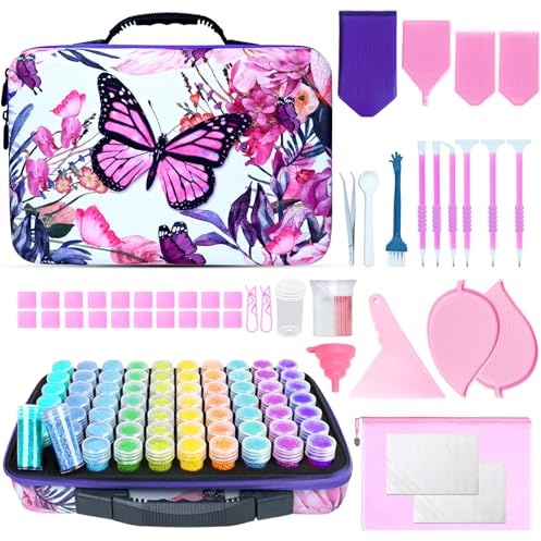 Dazhtu 70 Slots Diamond Art Storage Boxes Kits, Diamond Painting Storage Containers, Portable Diamond Painting Accessories and Tools Kit for Bead Organization and Storage, Jewelry Beads