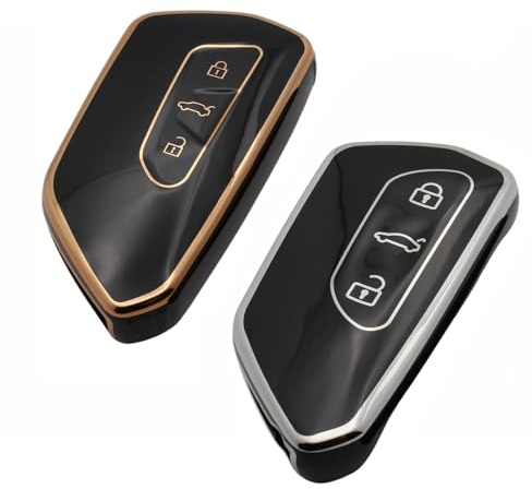 2 Stück Autoschlüssel Hülle Auto Schlüssel für VW, TPU Silikon Schlüsselhülle, kompatibel mit Golf 8, ID3, ID4, GTI, GTE, Seat Leon MK4, Tarraco, Ateca & Skoda Octavia