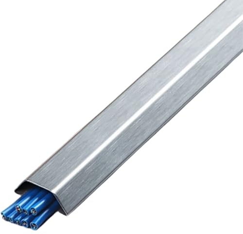 QiaoRong Canalina Passacavi Calpestabile in Acciaio Inox per Cavi a Pavimento Copricavi Autoadesivo per Cavi Elettrici per Casa, Ufficio, Cucina o Ambienti Esterni(Silver,2.4x1cm/0.9x0.4in)
