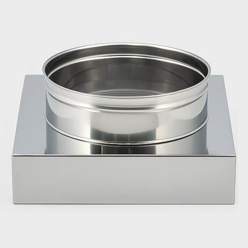 FORTUNATO Riduzione Canna Fumaria Inox, da Quadrata Ø 350x350 mm a Tonda Ø 300 mm, Spessore 0,5 mm, per Stufe a Legna, Pellet e Gas