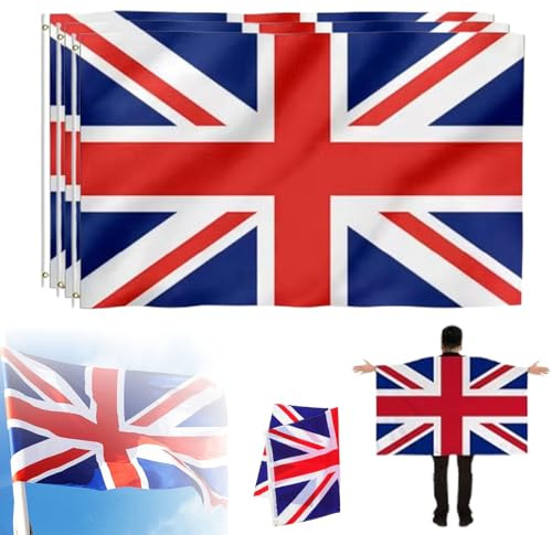 Bandiera della Gran Bretagna, bandiera del Regno Unito, in poliestere di alta qualità, per interni ed esterni, 9 x 1,5 m, bandiera nazionale britannica (3)
