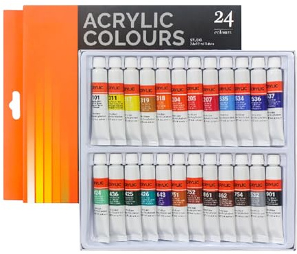 Generisch Acrylfarbe - 24 Farben Acrylic Bastelfarbe - Wasserfeste Reich Pigmente Für Holz Stoff Anfänger