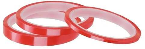 Ginddy 3 Rolls Double Sided Tape Set,Strong Clear Thin Adhesive with Red Liner, Ideal for Crafts, DIY, Mobile Repairs and More(3mm, 6mm, 9mm Width) 15m