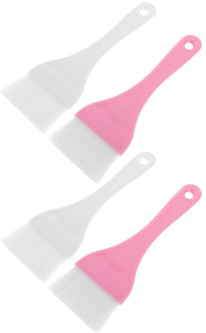 Pennello Applicatore Maschera Viso Grande 4 Pezzi Plastica | Bianco e Rosa, per Routine Skincare Professionali, Set Portatile in Nylon per Pelle Sensibile