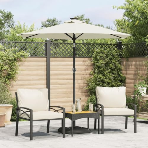 Ziaphsol Großer Sonnenschirm mit Stahlmast Weiß 225x225x212 cm, quadratischer Gartenschirm für Terrasse und Balkon, kippbar mit Kurbel für optimalen UV-Schutz