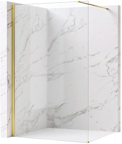 Rea - duschvägg Flexi Transparent 130 härdat glas 8 mm (transparent), Gold, 120X130X195CM