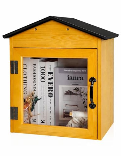 Little Library Box Outdoor Holzschrank, Schwarz Dach,Kleine Literaturbox | Zum Teilen von Büchern, Wetterfester Nachbarschaftsbuchaustausch, Für Literatur & Zeitschriften, Gemeinschaft & Schulteilung