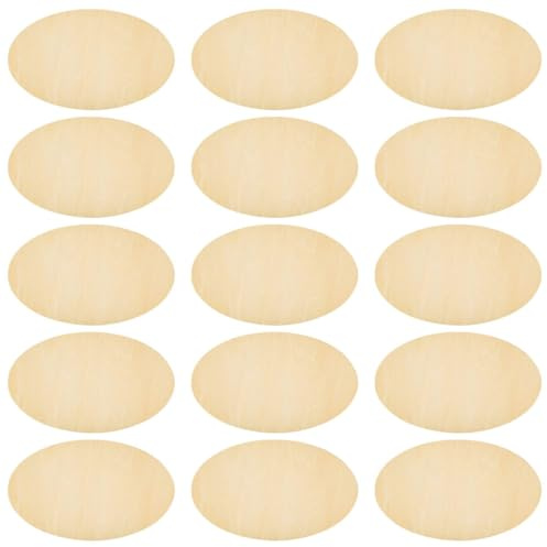 OHPHCALL 15 Óvalos de Madera para Manualidades sin Terminar, Madera de Boj Resistente y Apta para Pintar, Ideales para Proyectos DIY y Decoración del Hogar
