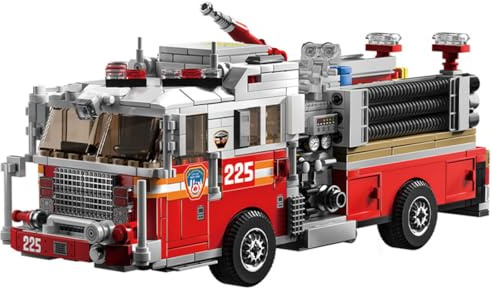 Piudwe Feuerwehr- und Rettungsfahrzeug Klemmbausteine Bauset, 1052 Teile Rettungsfahrzeug Bausteine Modell Bausteine Bausatz
