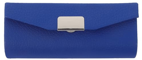 Estuche para Pintalabios Portátil de PU Espejo Azul para Mujeres | Diseño Sencillo y Elegante, Formato Sola Barra, Práctico en Viajes, Fiestas y Camping