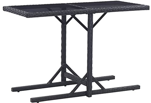 Zeehear trädgårdsbord svart 110 × 53 × 72 cm av poly rotting med glasplatta väderbeständigt för trädgård terrass balkong perfekt som sidobord och loungebord för utomhusbruk