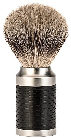 MÜHLE Rasierpinsel - Rocca Serie - Silberspitz Dachszupf - Edelstahl schwarz