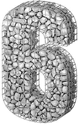 bellissa Gabionen-Ziffer 6-97186 - Steinkorb als 3D Ziffer - dreidimensionale Zahl als Hausnummer oder attraktiver Blickfang im Outdoor-Bereich - 60 x 20 x 100 cm