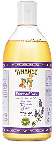 L'AMANDE - Bagnoschiuma Uomo e Donna con Olio Essenziale Lavanda Officinalis Bio, Docciaschiuma Gel Detergente e Idratante Corpo Fresco, Bagno Schiuma Delicato e Naturale ad Azione Calmante, 500 ml