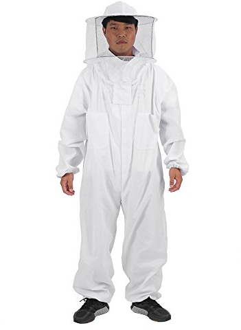 Imkeranzug, Bee Jacket, Professional Weiche Imkerschutzkleidung Imkerschleier Schutzausrüstung Ganzkörper-Imkeranzug mit Imkerhut für Männer und Frauen (Weiß)(XXL)