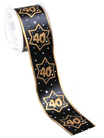 Udo Schmidt GmbH Geschenkband 40 Schwarz/Gold Satinband Schleifenband Geschenkband Dekoband