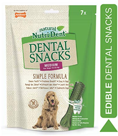 Nylabone Nutri Dent, natürliche für Hunde, reinigen die Zähne, erfrischen den Atem und sind leicht verdaulich, 7 leckere Zahnpflege-Snacks, 1er Pack (1 x 0.19 kg)