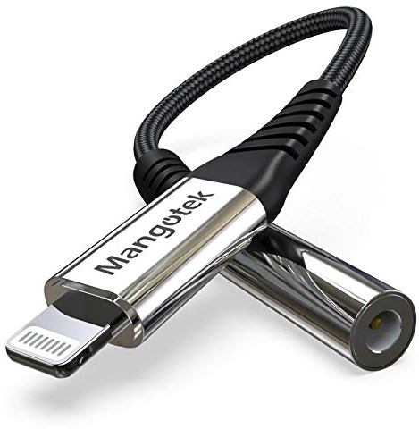 Mangotek Adaptateur de remplacement pour casque iPhone, Shiny&Tressé Lightning vers prise casque 3,5 mm, adaptateur audio dongle pour Apple iPhone 12 Pro Max Mini 11 SE 7 8 Plus X XS XR